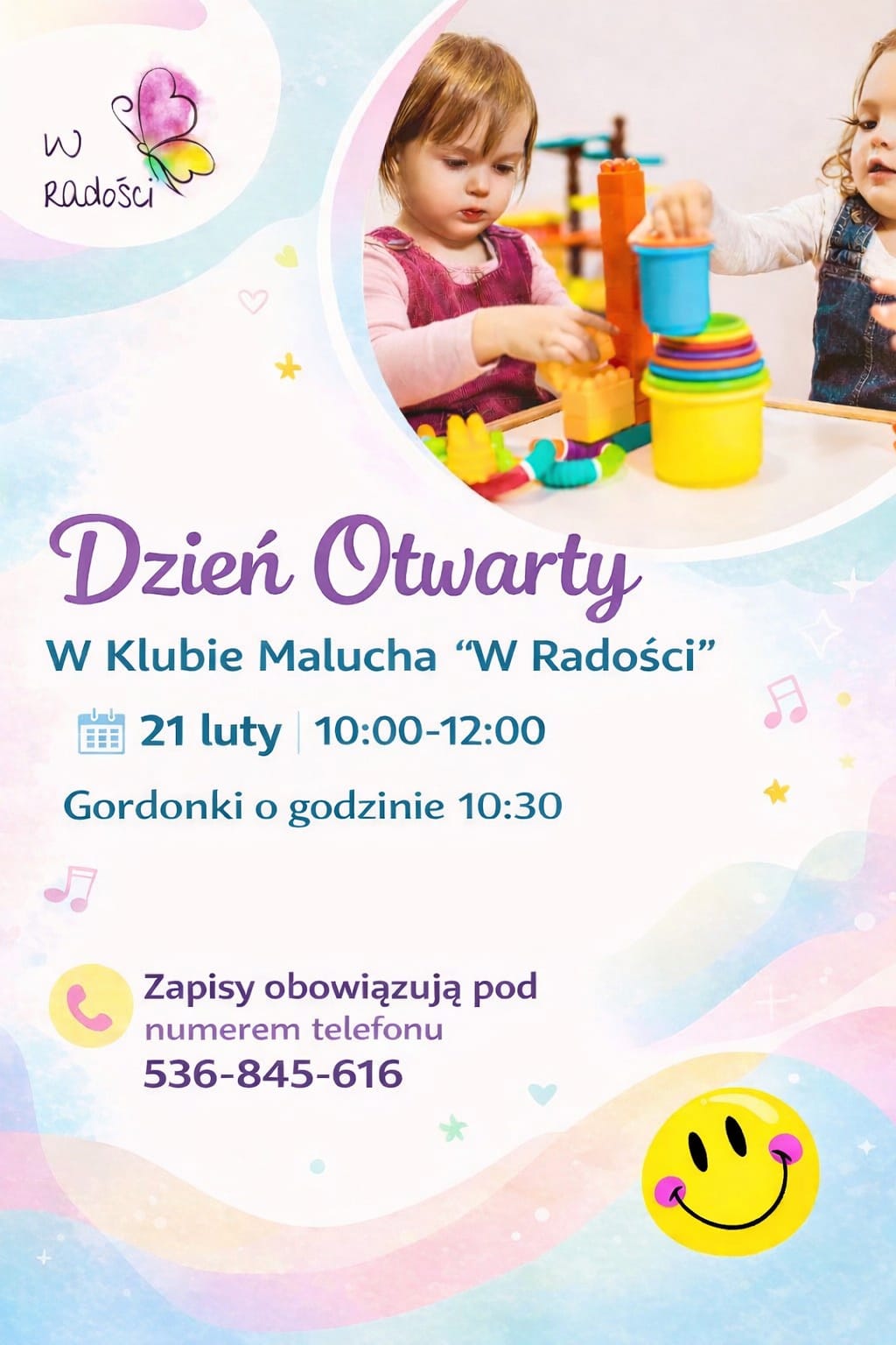 Dzień Otwarty w Klubie Malucha W Radości – plakat